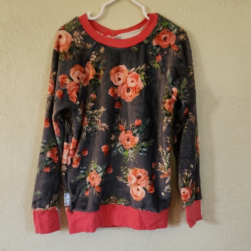 Floral Print Sweatshirt with Pink Accents